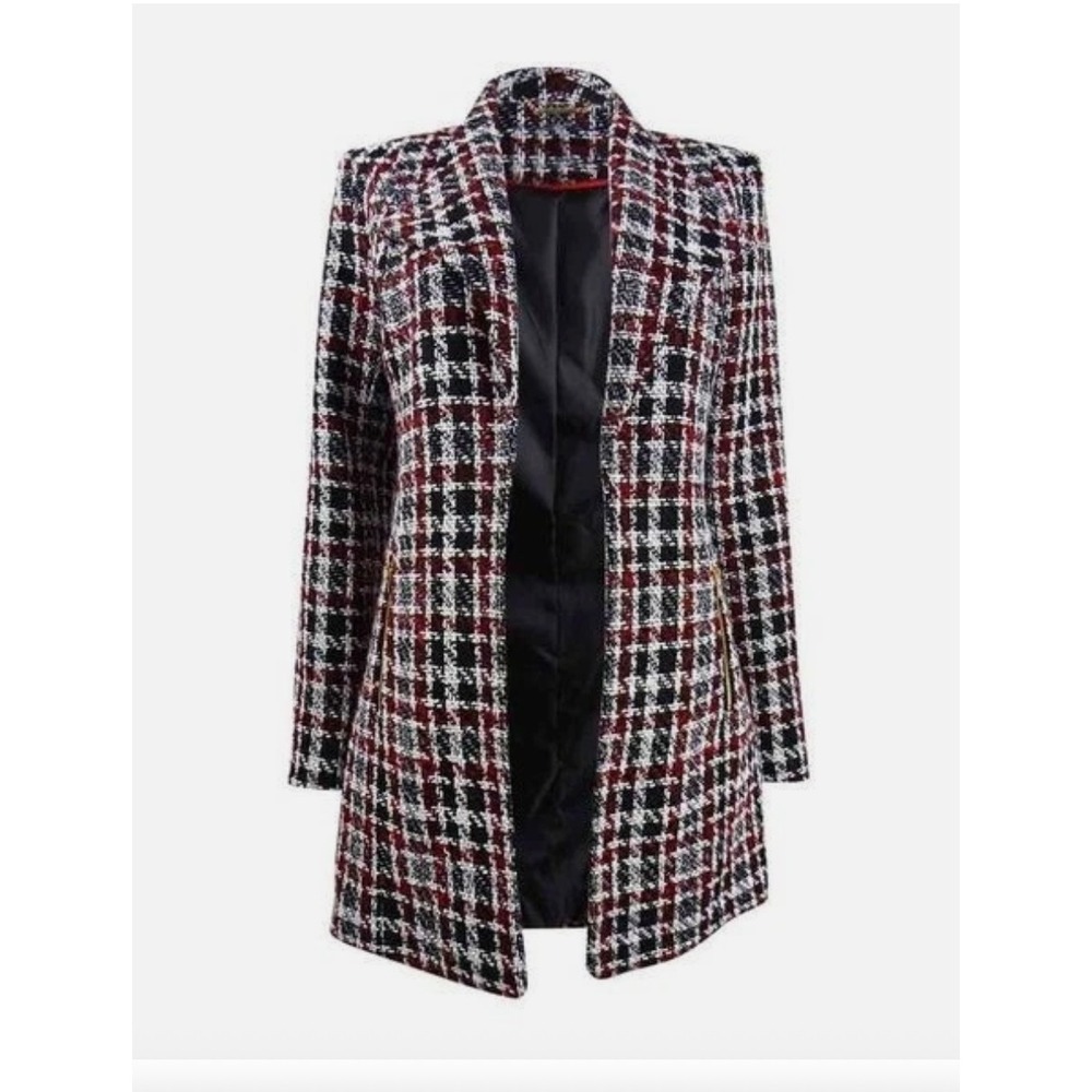 Calvin Klein Women's Tweed Plaid Topper Jacket Size 4P NWOT